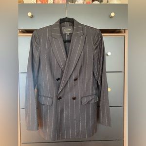 Massimo Dutti Charcoal Striped Blazer